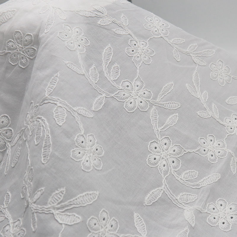Soft Embroidered Cotton Fabric for Dressmaking Wholesale Custom Design